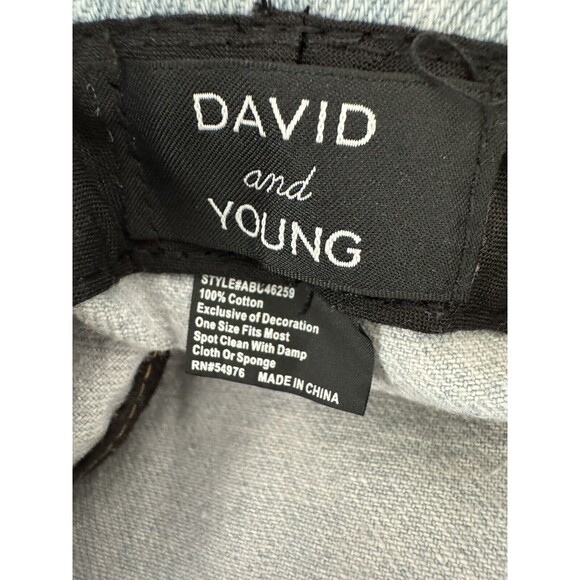 David and Young Bucket Hat  Denim One Size Cotton Denim Blue Pink Raw Hem - Picture 3 of 4